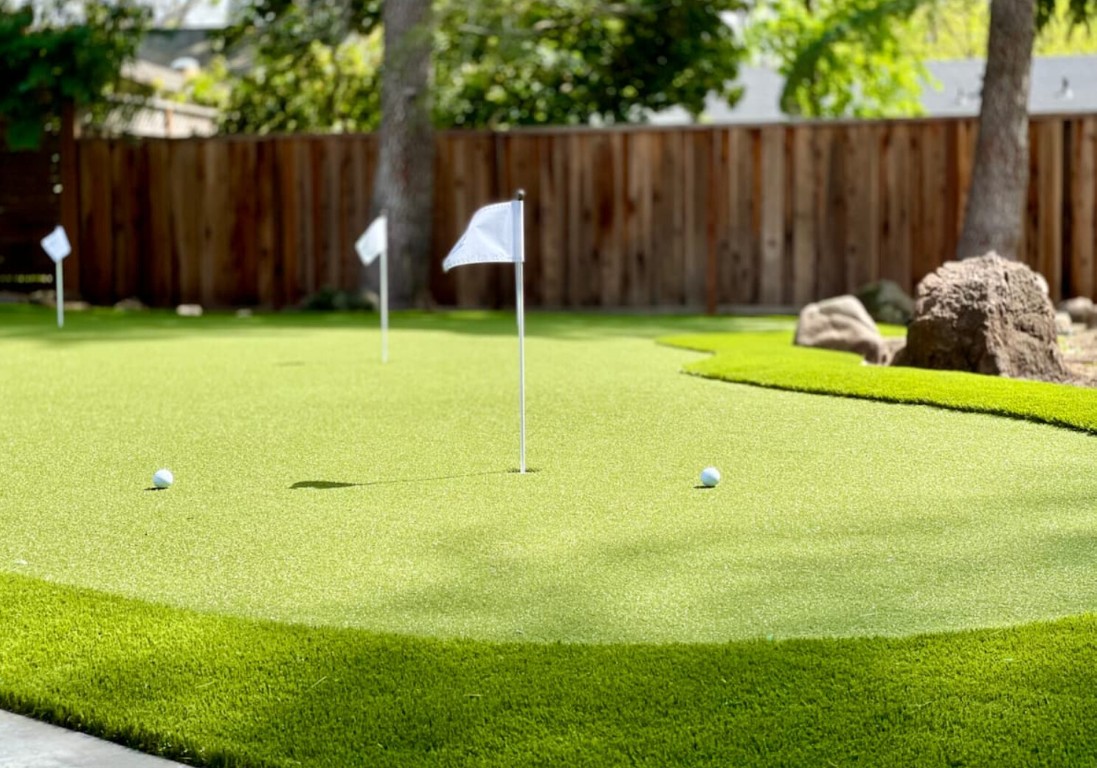 Backyard Putting Greens installation by professional artificial grass contractors in Pasco, WA